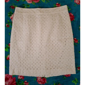Banana Republic Women’s Size 14 Eyelet Embroidered Skirt White Cotton‎ Lined Zip
